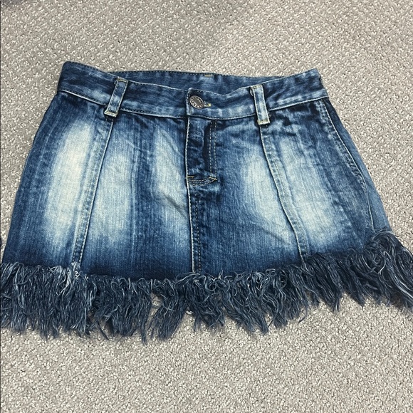 Flowers by Zoe Blue Denim Fringe Skirt - Picture 1 of 2